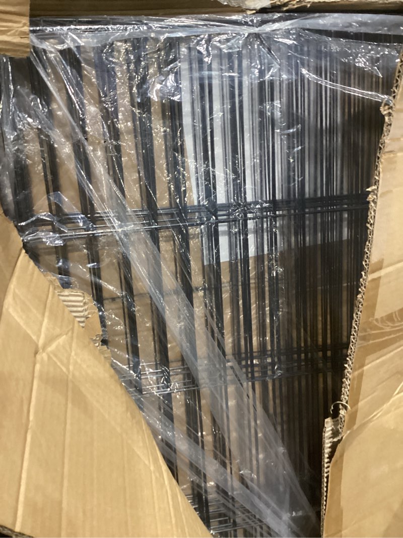 Condition photo showing As Is for 10 panels decorative garden metal fence, 48in (h) x 24ft (l) no dig dog fencing for outdoor yard, rustproof animal ground stakes temporary panel border barrier for patio flower bed camping 48in(h) x 24ft(l) garden fence set (10 piece)