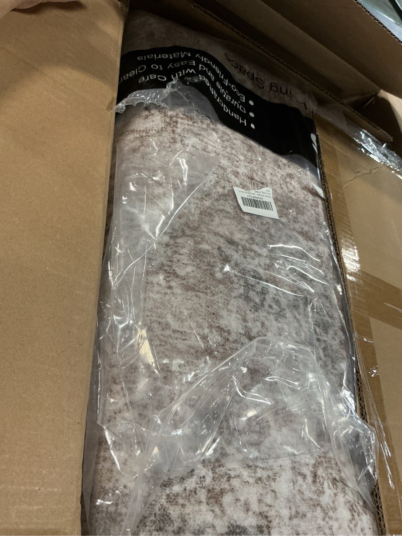 Condition photo showing Good Condition for Washable 9X12 Area Rug: Modern Abstract Soft Non-Slip Indoor Rugs Home Decor - Low Pile Stain Resistant Foldable Carpet for Living Room Bedroom Dining Room Playroom Office(Brown,9'x12') Brown 9' x 12' (Rectangular)