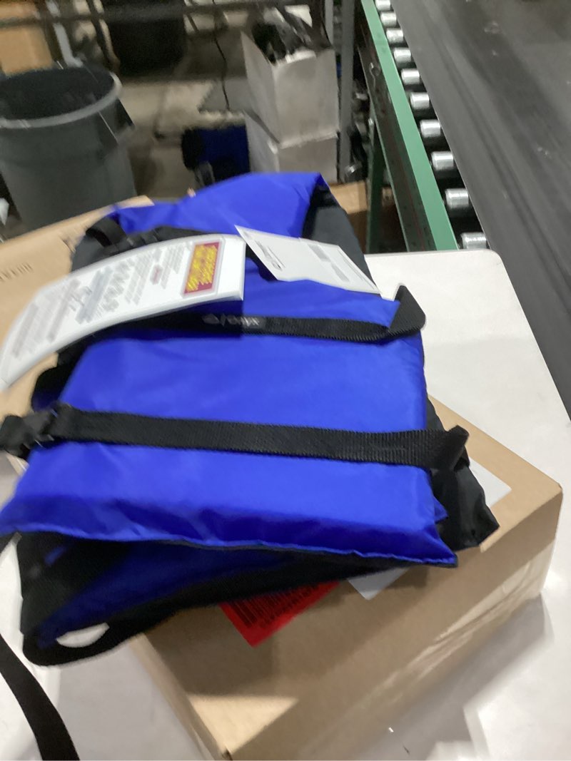 Condition photo showing As Is for onyx general purpose boating vest blue oversize vest,universal,jacket,classic
