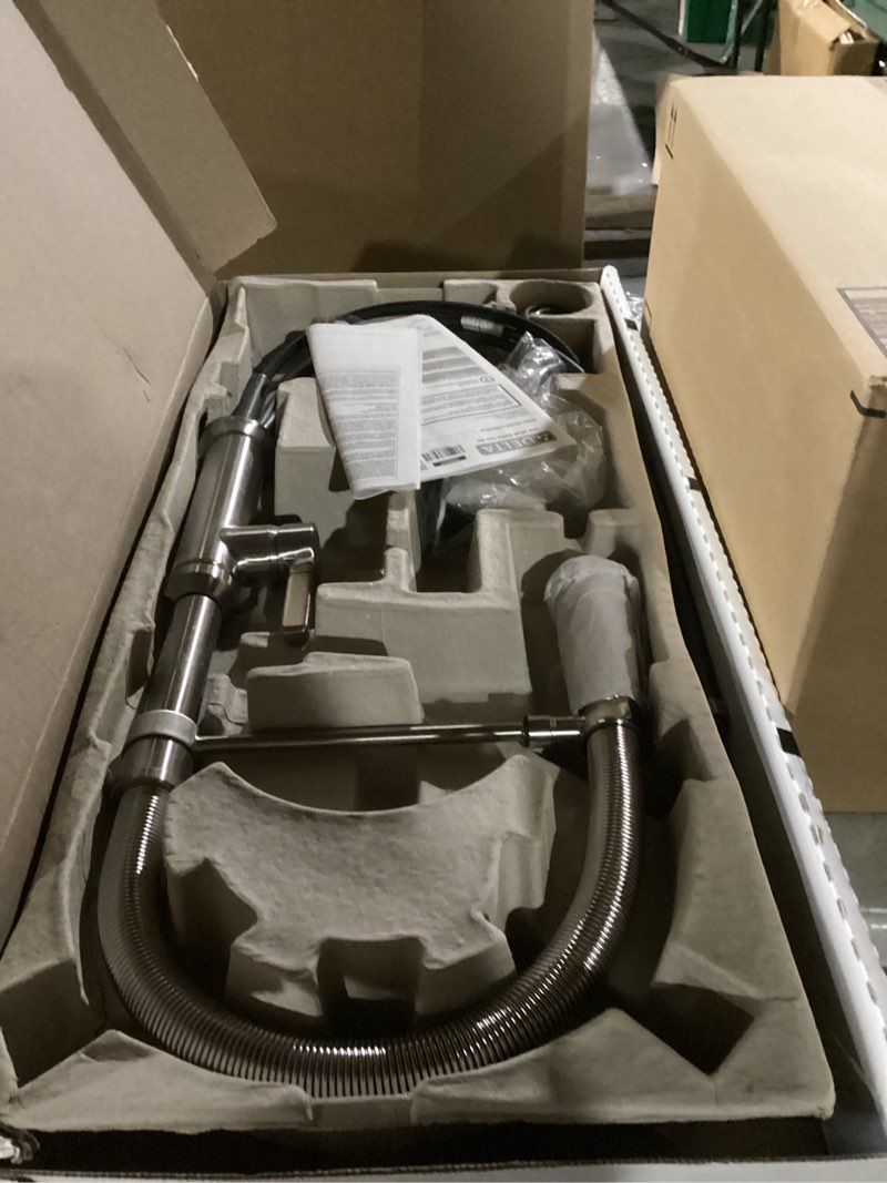 Condition photo showing Good Condition for Delta Faucet Rhett Pro Commercial Style Kitchen Faucet with Pull Down Sprayer, Brushed Nickel Spring Kitchen Sink Faucet, Stainless 18829-SS-DST