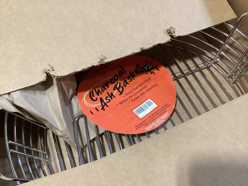 Condition photo showing Good Condition for the accessories for big green egg, ash charcoal basket for large bge, parts for big green egg, stainless steel grill ash baskets for the large(l) bge and kamado the joe classic(with divider)