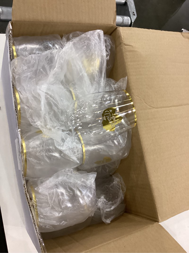 Condition photo showing Good Condition for Gold Plastic Stemless Wine Glasses - 12OZ Disposable Cups with Maple Leaf Pattern for Thanksgiving Party
