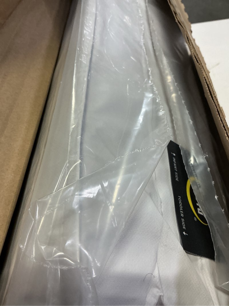 Condition photo showing Good Condition for serta perfect start limited dual sided baby crib mattress and toddler mattress, breathable fiber core, greenguard gold certified, waterproof, 7 year warranty, made in usa limited mattress
