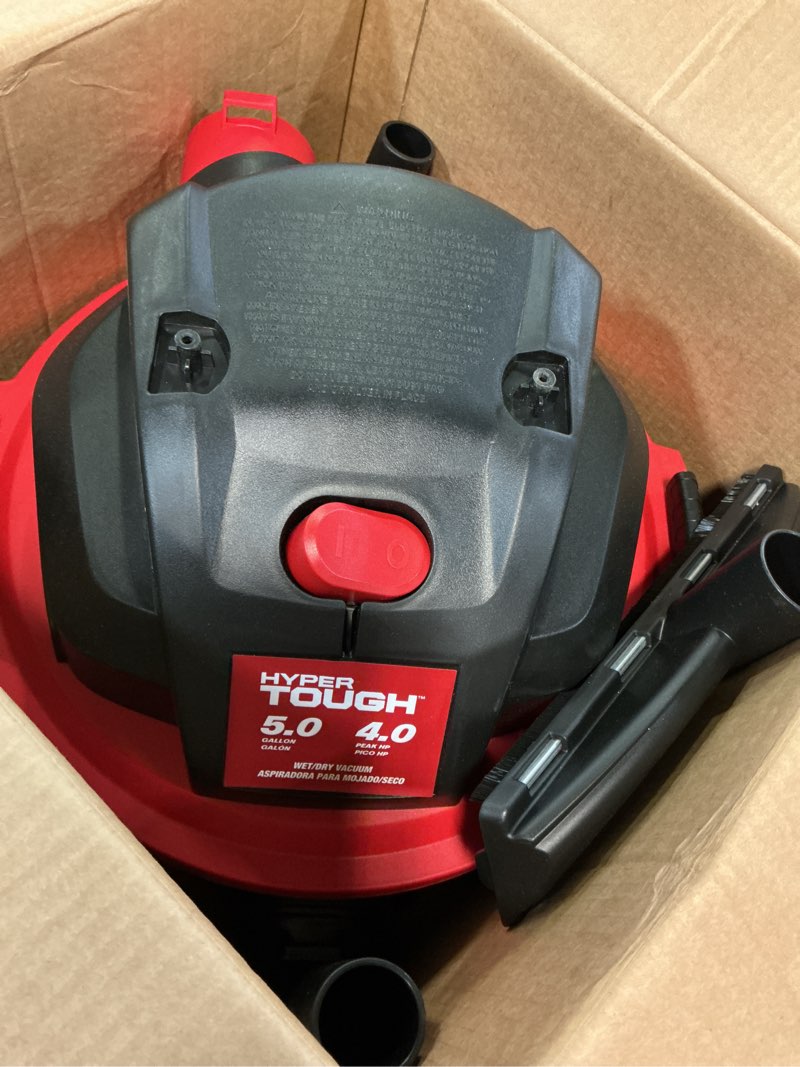 Condition photo showing Good Condition for hyper tough 5 gallon 4 hp wet dry vacuum for home, car, garage & workshop