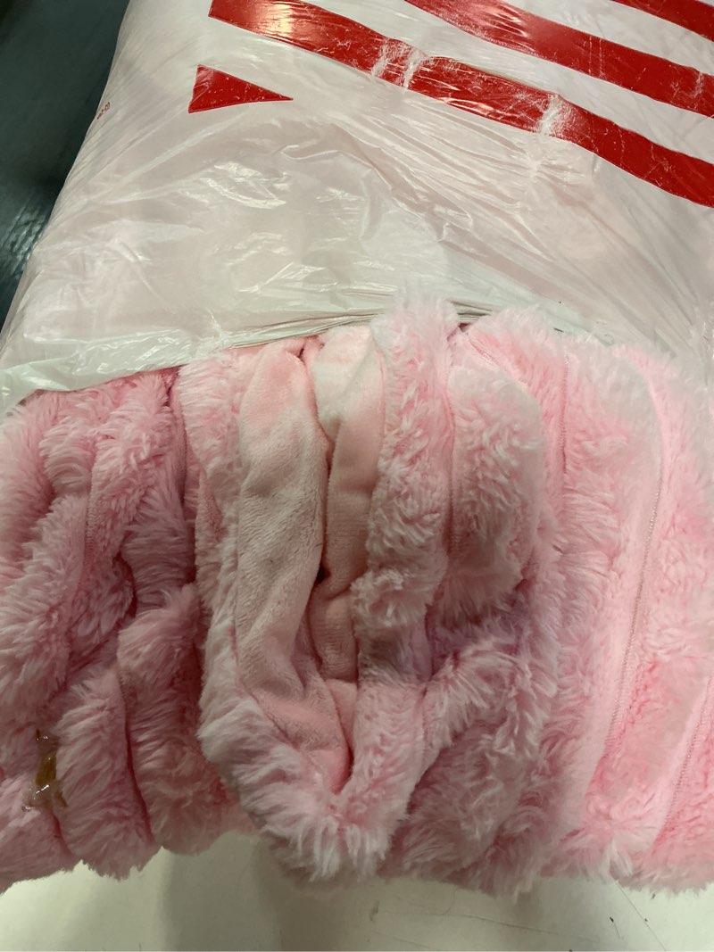 Condition photo showing Good Condition for smoofy fluffy king size comforter set 3 pieces - pink fleece fluffy comforter set, luxury fuzzy king bedding set, soft king bed set all season, heavy faux fur comforter with 2 pillow cases pink 3 piece-king (104”x90'')
