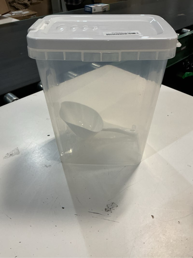 Condition photo showing Good Condition for tight-lock rice container 10-15 lbs - airtight flour container with scoop - food-grade plastic food storage container for cereal, sugar - dry food dispenser for kitchen, pantry organizers and storage shiny white