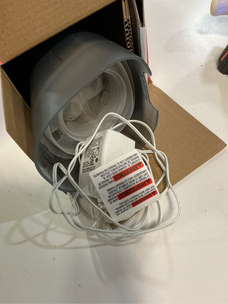 Condition photo showing As Is for black+decker cordless handheld vacuum, dustbuster, for car & pet hair, bagless, lightweight, easy emptying, hnvc115jb06, red