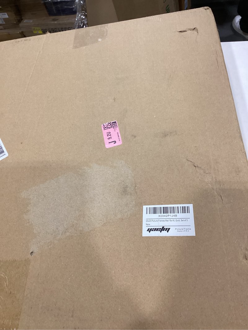 Condition photo showing Good Condition for Yaetm 20x20 Gold Picture Frame Matted to 16x16, Set of 3, Thin Large Square Frame for Gallery Wall Display, Hanging Hardware Included (3 Pack, Gold)