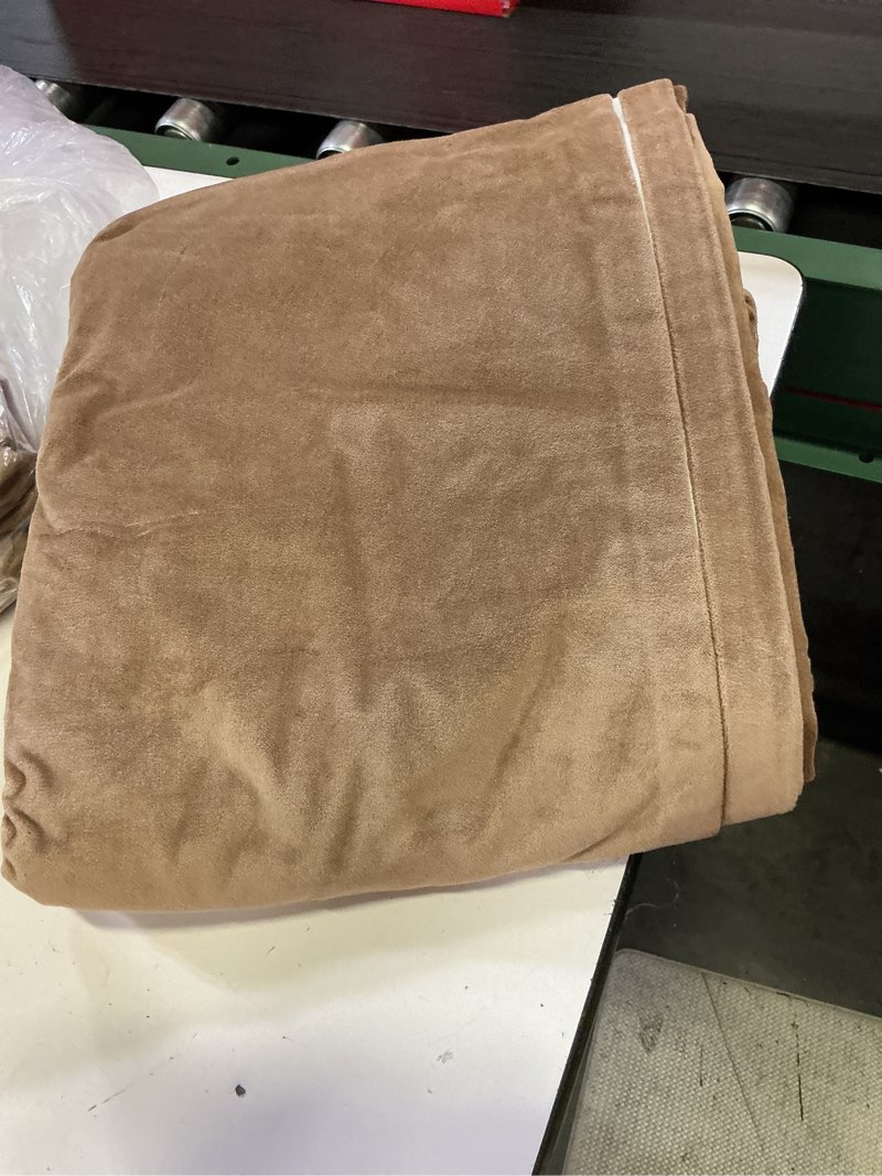 Condition photo showing Good Condition for cotton velvet true blackout curtain, 48x96, camel
