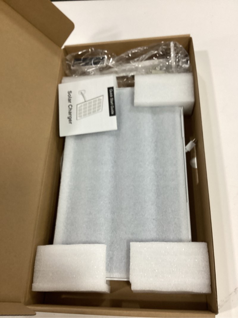 Condition photo showing New/Like New for 13W Solar Panel for Outdoor Security Cameras, USB-C, Micro USB & 5.5x2.1mm DC Output, 360° Mount, IP66 Waterproof, 7.2FT Cable, Compatible with 5V Battery Powered Cameras 13W-White