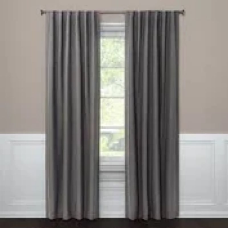 StangH Grey Linen Full Black Out Curtains 84 Inch, Thermal Insulated Bedroom Drapes with Copper Grom