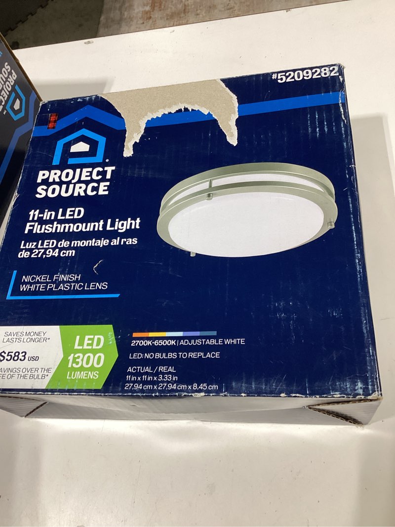 Condition photo showing Good Condition for project source 1-light 11-in satin nickel integrated led flush mount light