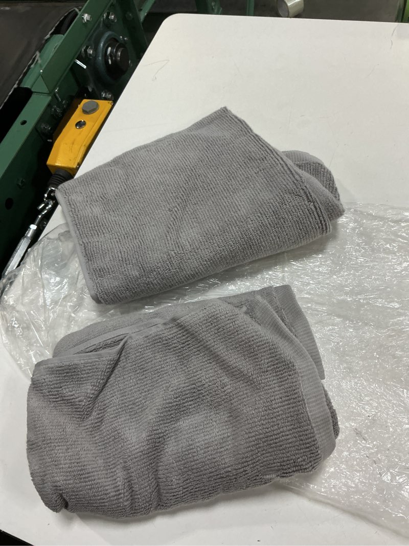 Condition photo showing As Is for turkish ribbed quick dry hand towel (set of 2) grey 