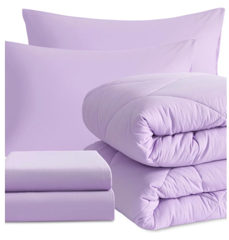 Purple bedding, size unknown 