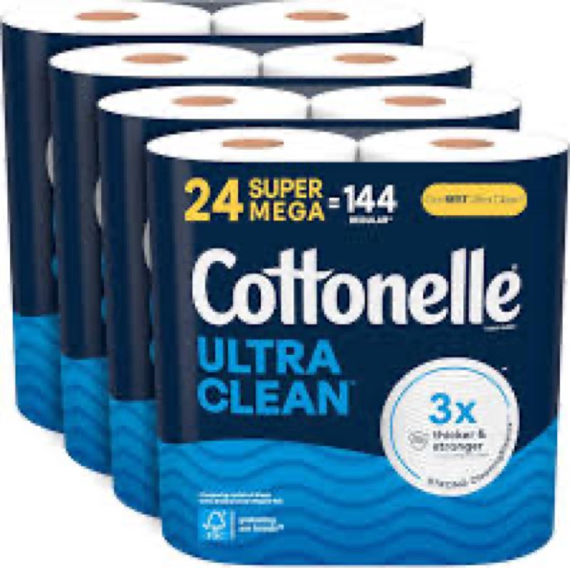Cottonelle Ultra Clean Toilet Paper, 24 Super Mega Rolls (24 Super Mega Rolls = 48 Regular Rolls) (