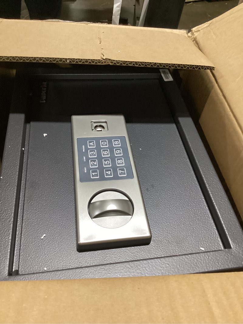 Condition photo showing As Is for 0.6 cubic feet safe box with digital keypad lock & keys, home safe money box for cash, documents, medicine & jewelry, security digital safe in home, hotel or business