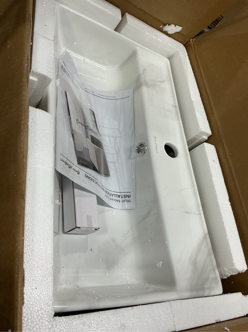 Condition photo showing Good Condition for Claire 22” Rectangle Wall-Mount Bathroom Sink in White Marble Glossy White Marble 22" Inch
