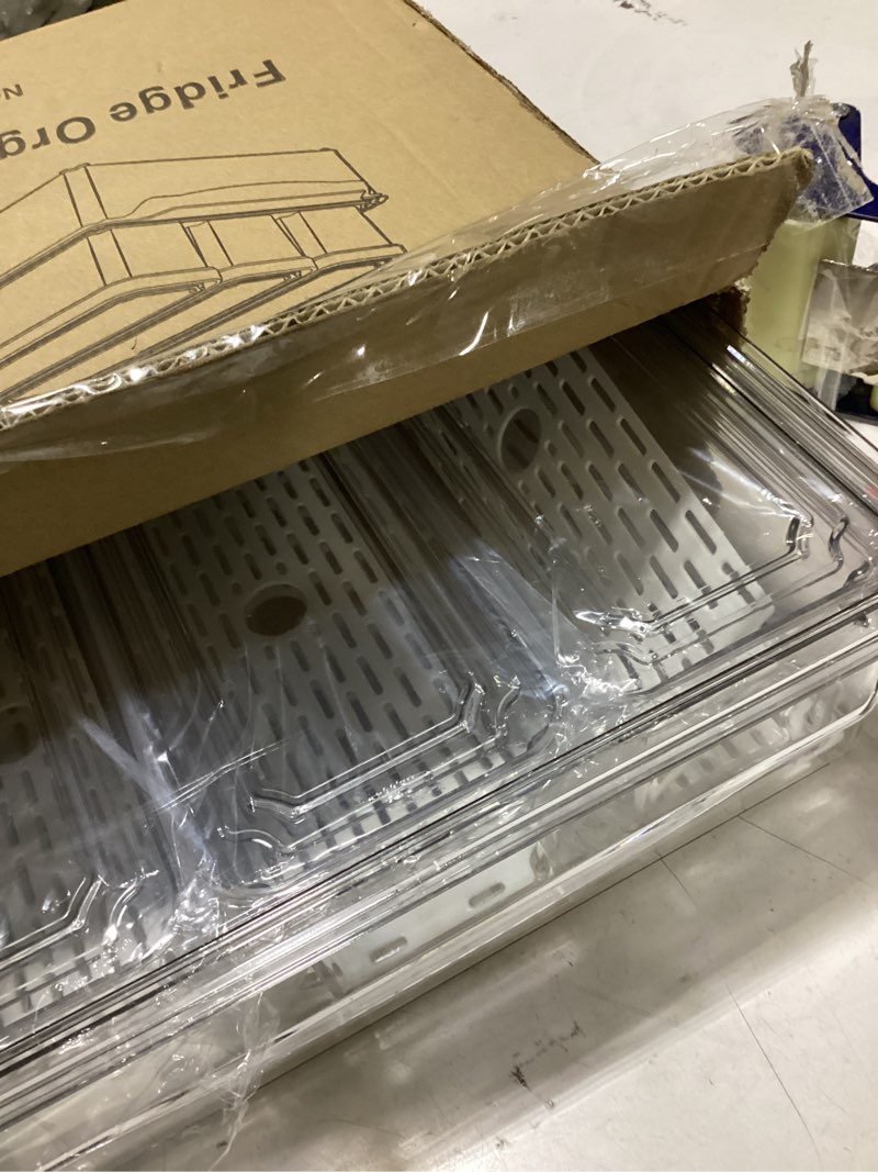 Condition photo showing Good Condition for zijund 4 pack fridge organizer, stackable refrigerator organizer bins with lids, bpa-free fridge organizers and storage containers for fruit, vegetable, food, drinks, cereals, clear 4 bins?have a xxxl size bin?