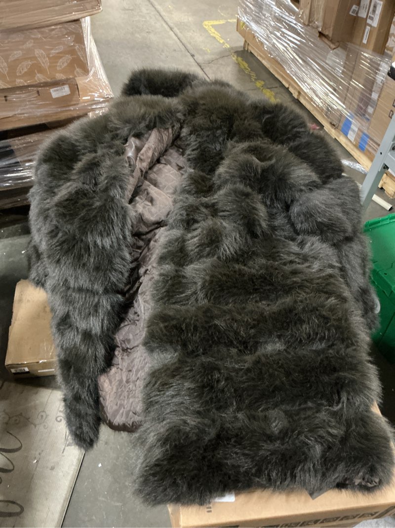 Condition photo showing Good Condition for Lisa Colly Women's Winter Plus Size Parka Overcoat Long Sleeve Faux Fur Coat Jacket with Big Hooded (brown x large)