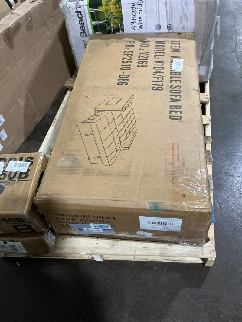 Condition photo showing Good Condition for incomplete 3 in 1 Convertible Sofa Bed with Adjustable Backrest, Pull-Out Sleeper Sofa Beds w/Storage Side Pocket and 2 Pillows, Velvet Futon Couches Loveseat for Living Room Apartment, Black