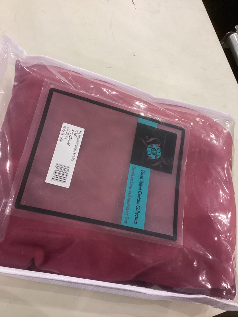 Condition photo showing Good Condition for HPD Half Price Drapes Heritage Plush Velvet Curtains 96 Inches Long Room Darkening Curtains for Bedroom & Living Room 50W x 96L, (1 Panel), Dark Pink Dark Pink 50"W x 96"L (Pack of 1)