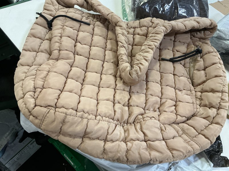 Condition photo showing Good Condition for Puffer Tote Bag for Women Large Lightweight Crossbody Shoulder Bag Quilted Puffy Hobo Handbags Khaki X-Large
