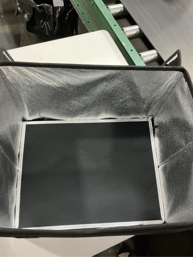 Condition photo showing As Is for large uvc sanitizer box ozone free, foldable cleaner bag with timer, 36l/9.5gal uv light bulb black tote for shoes, cell phone, baby bottle, key, towel