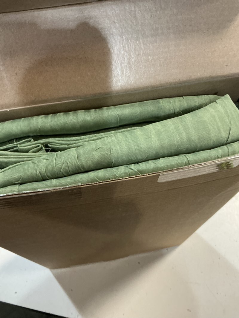 Condition photo showing New/Like New for ovzme sage green crushed window sheer curtains 108 inches long 2 panels, lightweight light filtering pinch pleated long curtains for living room, soft fabric voile semi sheer drapes, 60wx108l inches 60"w x 108"l (pack of 2) sage green