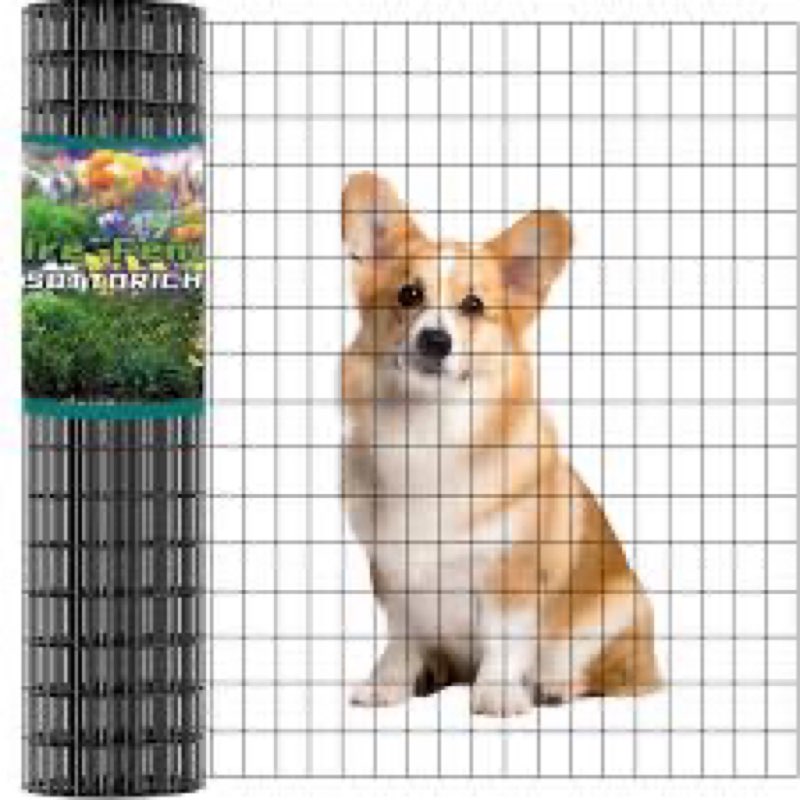 Fencing Coating Vegetable Protection PVC Coated Welded Wire Fence 24 Inch x 50 Ft Black, 2" X 3" 16G