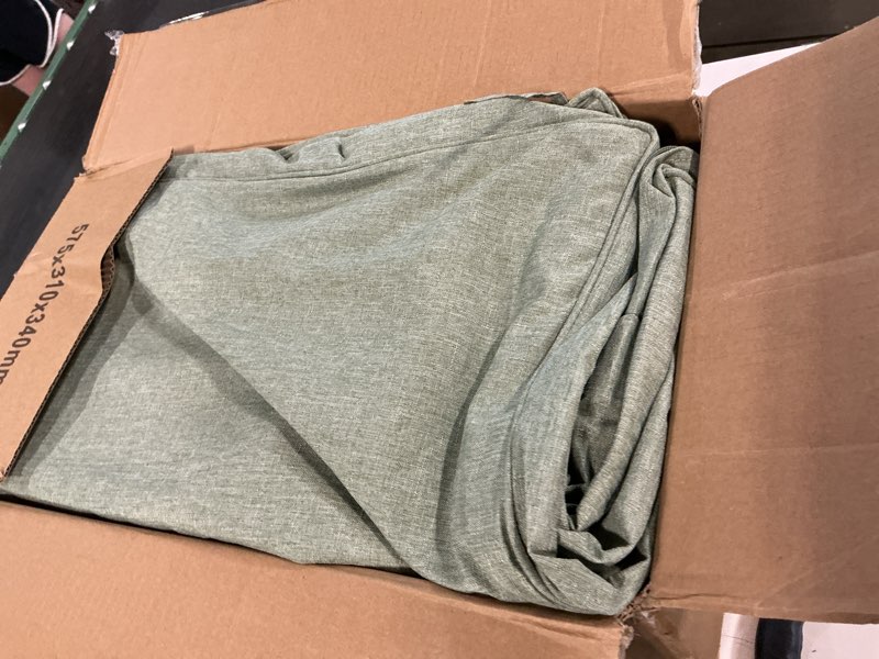 Condition photo showing Good Condition for summsun outdoor cushions for patio furniture, faux linen water resistant backrest and deep seat cushion set with removable cover, ties, non-slip bottom, 22 x 22 inch, sage green, set of 4 sage green 4p/22*22 + 22*20 inch