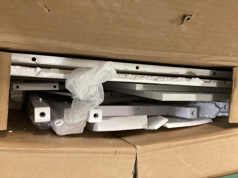 Condition photo showing As Is for computer desk shaped office desk fh-lxz8jdd-40wt-jc white  