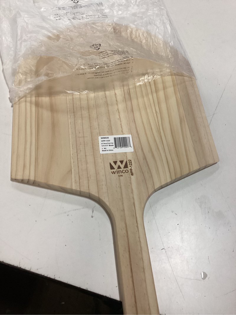 Condition photo showing Good Condition for winco 24\" pizza peel, 14 x 15\" blade, wooden