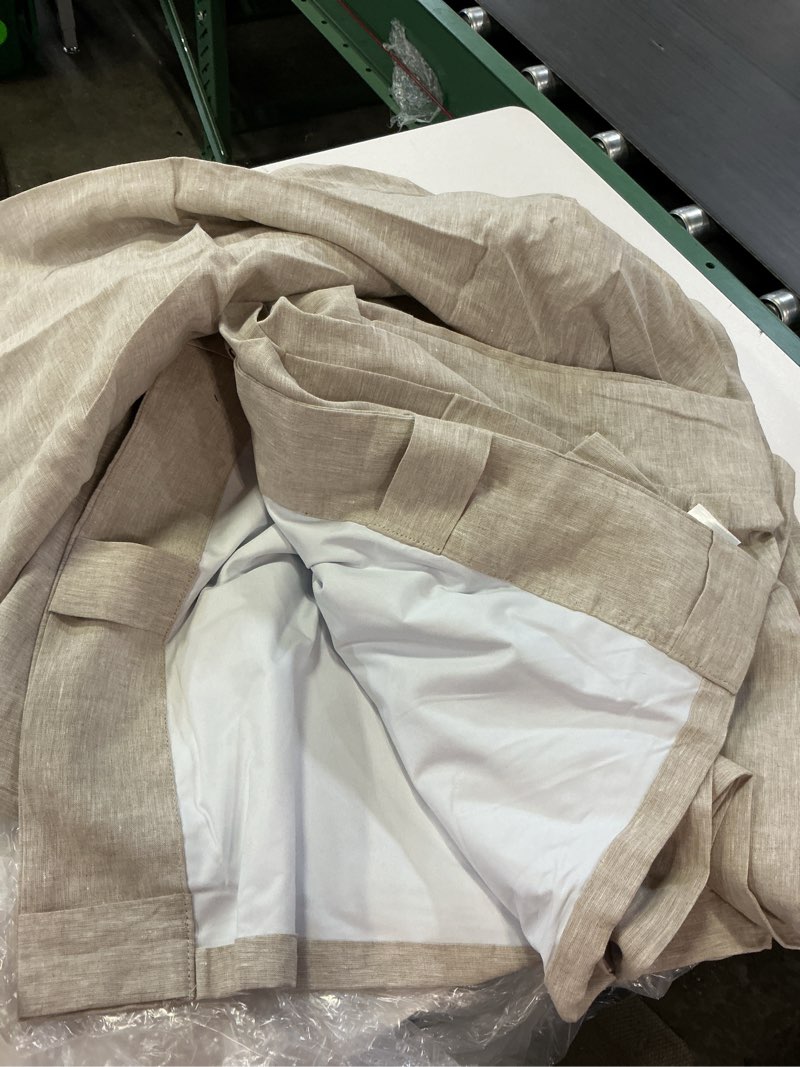 Condition photo showing Good Condition for european linen room darkening curtain color flax size 96in x 120in 