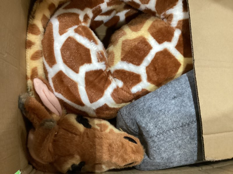 Condition photo showing New/Like New for 47” Large Giraffe Stuffed Animal Set, Giant Giraffe Plush Toys with Birds, Leaves, Basket, Tall Giraffe Toy Standing Lifelike, Gift for Kids Nursery Baby Shower Party