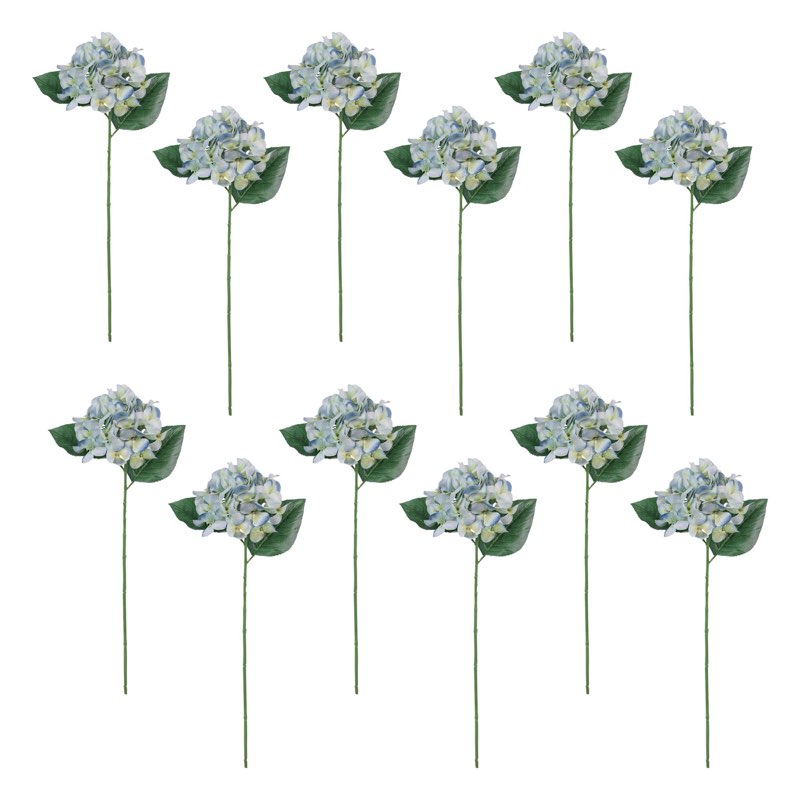 12 pack: blue & green hydrangea stem