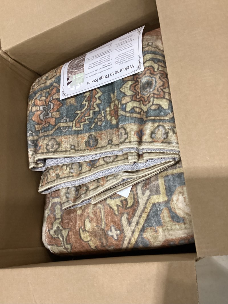 Condition photo showing Good Condition for hellotree washable rugs 6x9 area rug for living room, vintage boho khaki rug non slip carpet retro accent indoor mat print distressed low pile throw large rug for office bedside-khaki khaki 6' x 9' (rectangular)