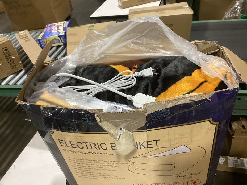 Condition photo showing As Is for get trend harry potter gifts heated blanket electric, queen size luxurious fleece weighted blanket, fast heating with 9 heat settings auto shut-off, 90x90in (black harry potter, queen us) black harry potter queen us