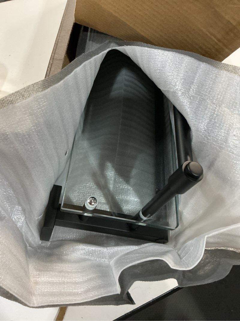 Condition photo showing Good Condition for Glass Shelf for Bathroom Wall Sheves 24 inch Rectangular Stainless Steel Tempered Glass Modern Stainless Steel Wall Mount Accessories Organizers Storage (Matte Black) Matte Black 24‘’ with Railing