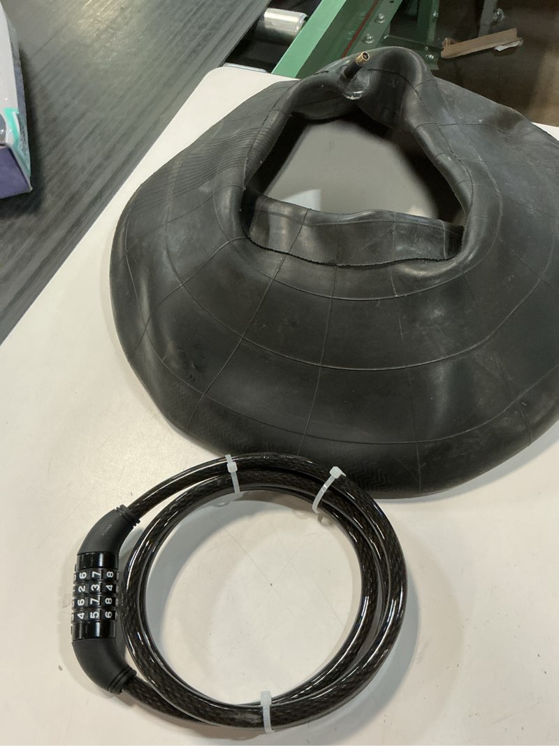 Condition photo showing As Is for 10/3.50-4" inner tube fit for small tractors snow blowers lawnmowers hand trucks wheelbarrows replaces outside diameter 10" pneumatic tires