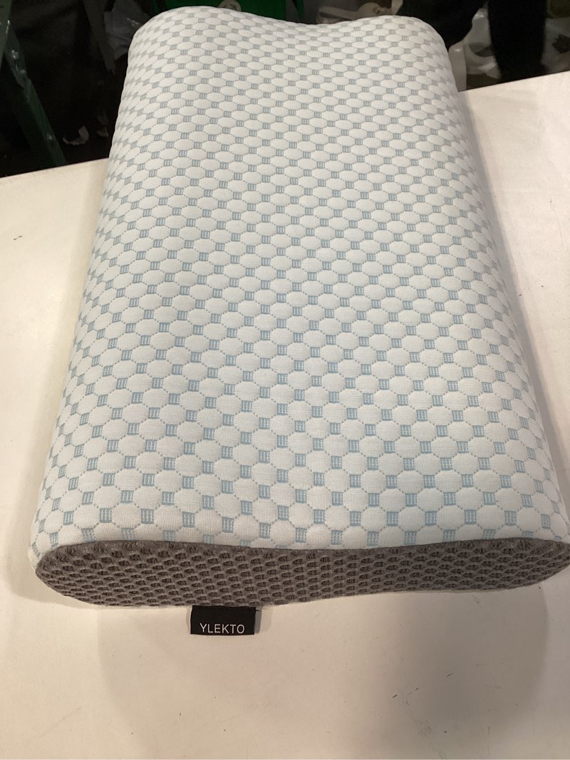 Condition photo showing Good Condition for Cervical Neck Pillow for Pain Relief, Contour Memory Foam Pillows for Sleeping, Odorless Ergonomic Pillow Adjustable Orthopedic Cooling Pillow Bed Pillow Neck Support for Side Back Stomach Sleepers Blue & Grey