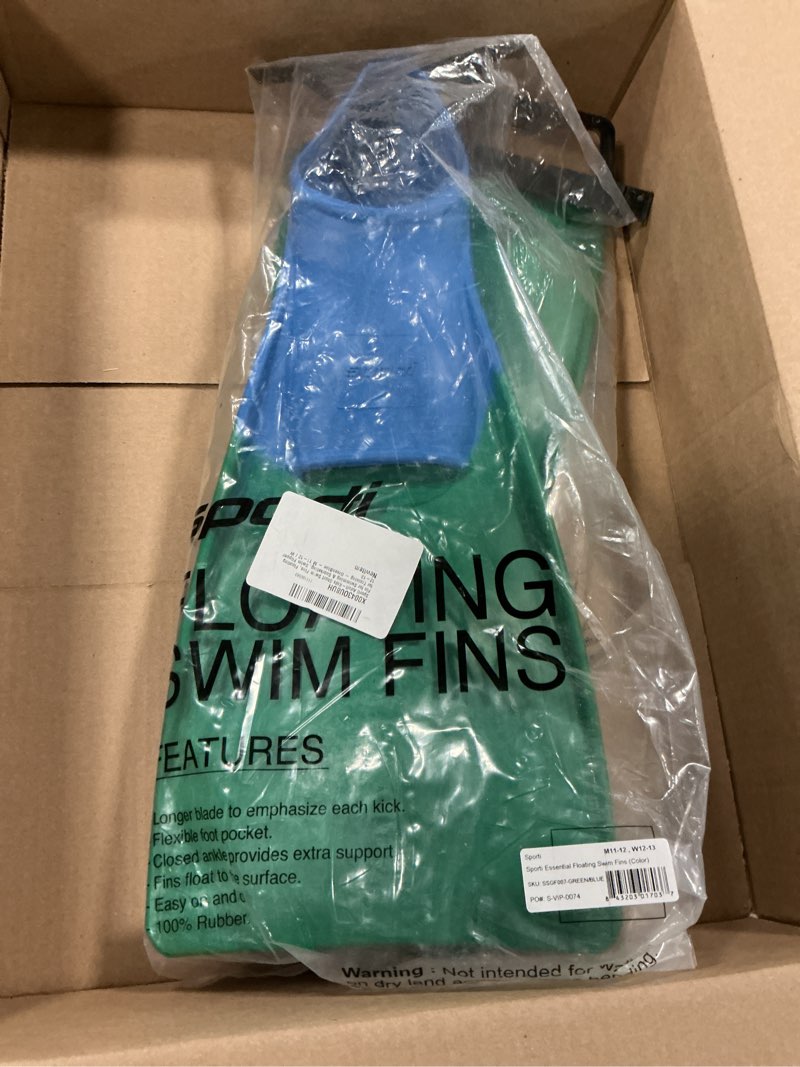 Condition photo showing As Is for Sporti Adult-Kids Short Swim Fins, Floating Fin for Swimming & Snorkeling, Swim Flippers for Trainin(Size M 11-12)