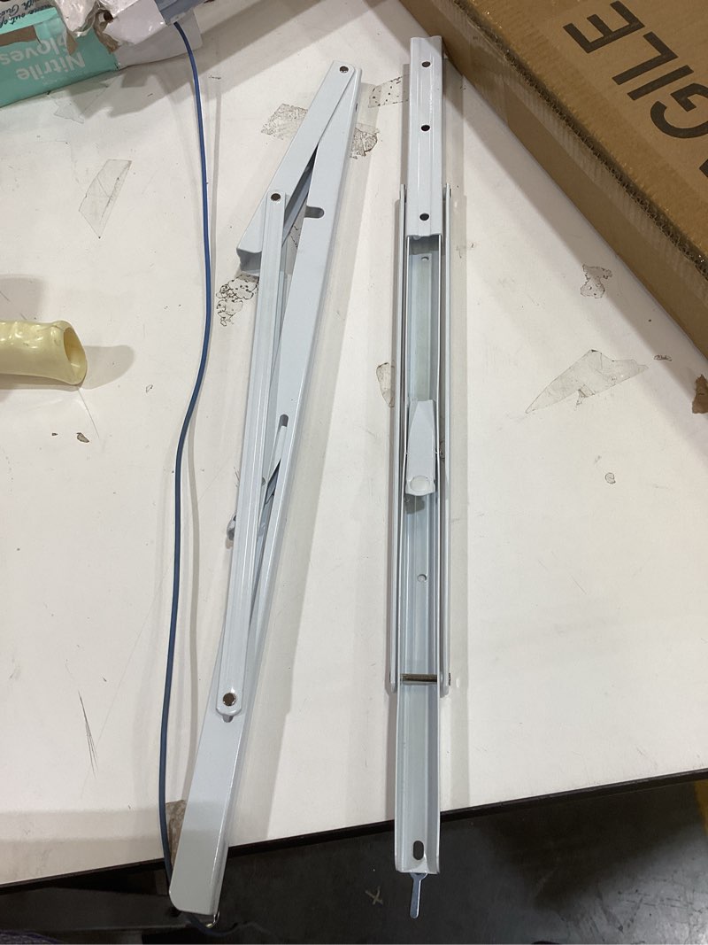 Condition photo showing As Is for 2 pcs folding shelf brackets,heavy duty metal collapsible shelf bracket for benchfor workbenchshelf hinge wall mounted space saving diy bracket,with screws. (white, 8 inch) white 8 inch