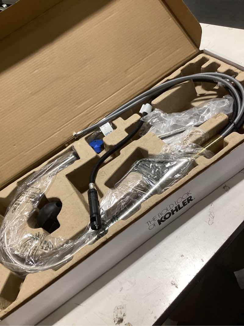 Condition photo showing Good Condition for kohler leto vibrant stainless single handle deck-mount pull-down kitchen faucet with sprayer (includes deck plate)