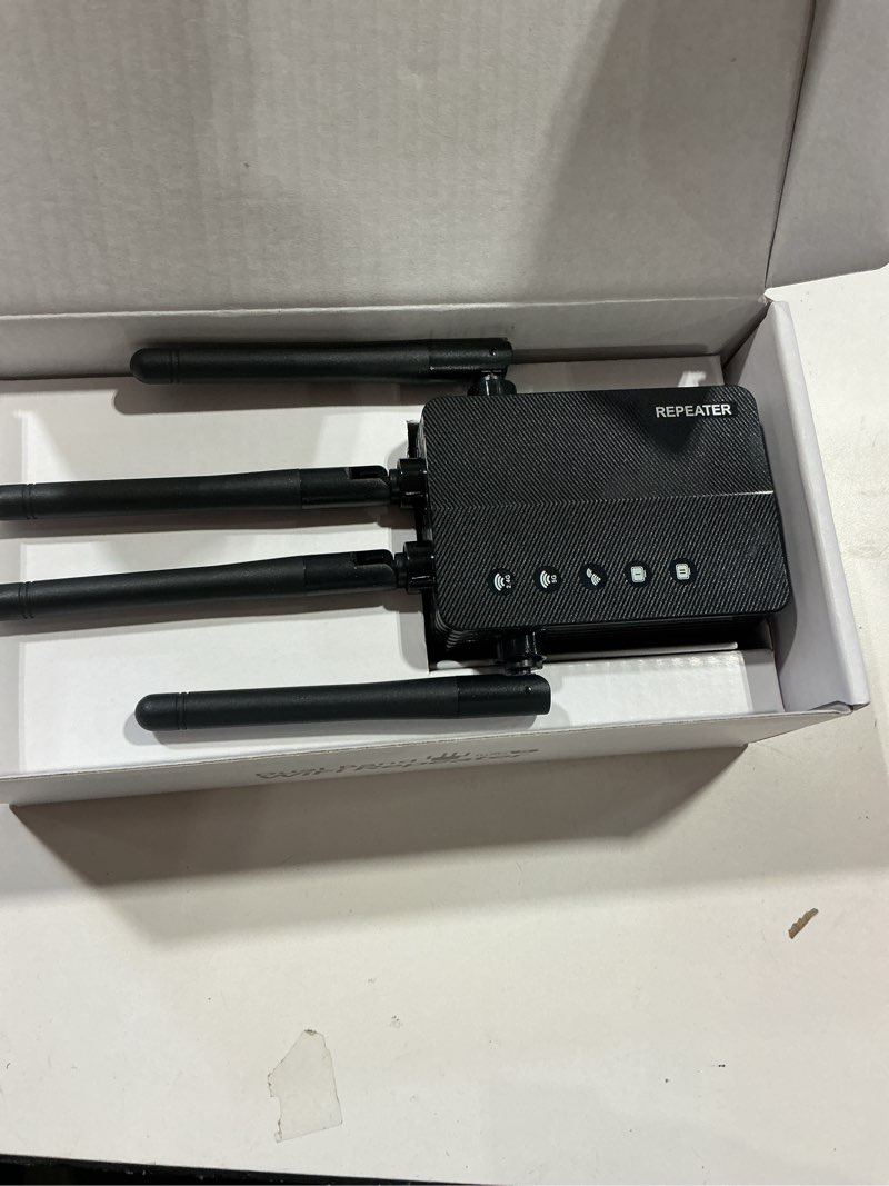 Condition photo showing Good Condition for 1200mbps dual band 5ghz/2.4ghz wifi extender, wifi extender signal booster, 12880 sq.ft coverage, 105-device support, setup for home & outdoor use black-f1