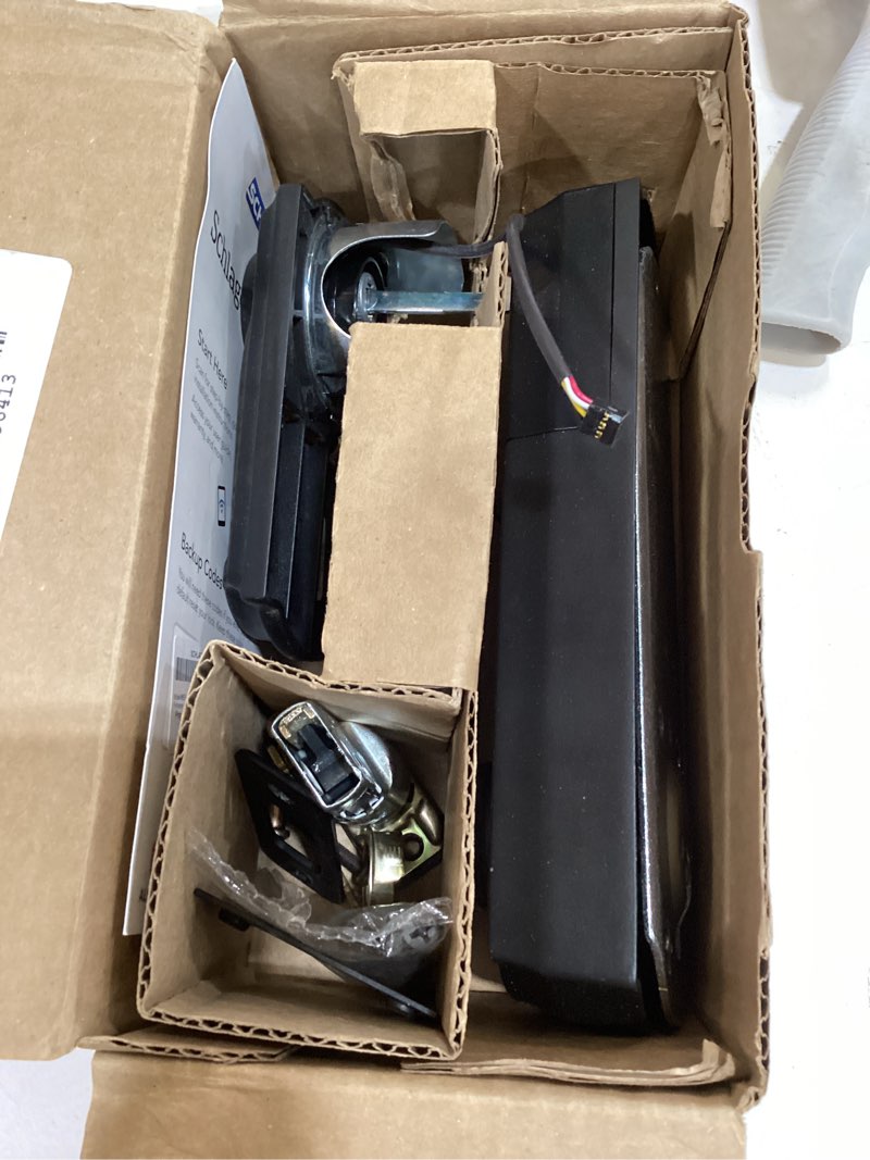 Condition photo showing As Is for schlage be469zp cam 716 schlage connect smart deadbolt with alarm inbuilt camelot trim in aged bronze. aged bronze camelot z-wave plus