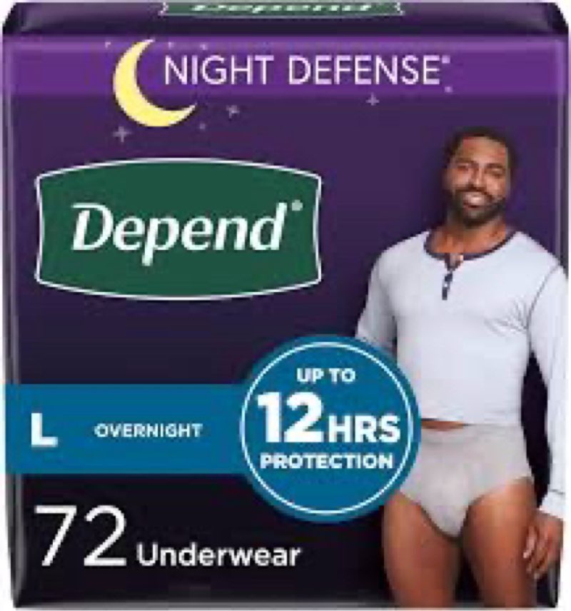 Depend Night Defense Adult Diapers, Incontinence Underwear for Men, Disposable, Overnight, Large, Gr