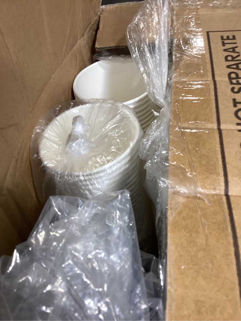 Condition photo showing Good Condition for vplus 500 pack 8 oz paper coffee cups, disposable 8 oz coffee cups with lids, cold/hot drinking, for home, traveling, stores, office, and events white 500 count (pack of 1)