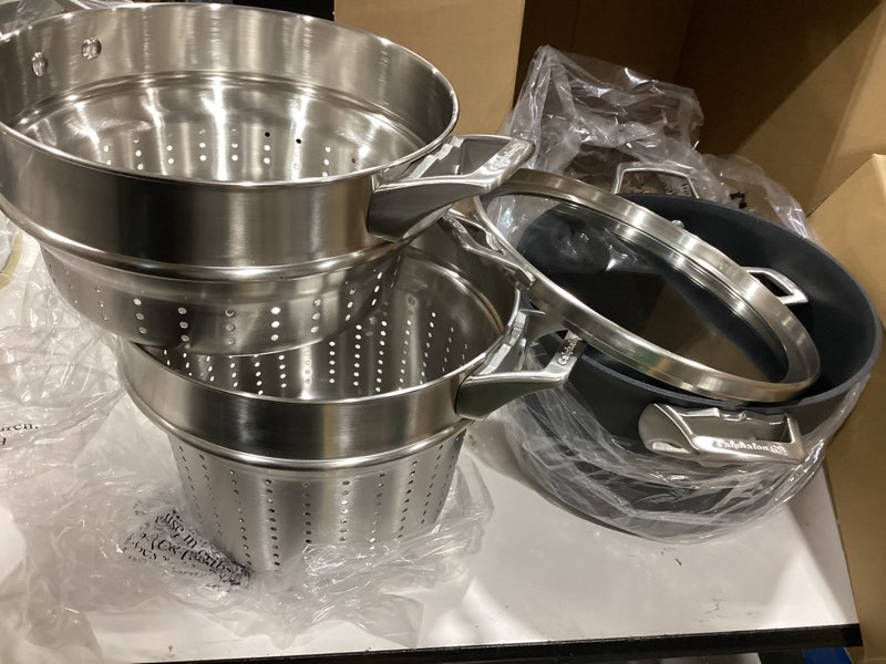 Condition photo showing Good Condition for calphalon premier space saving 8 qt hard anodized nonstick multi-pot w/ lid