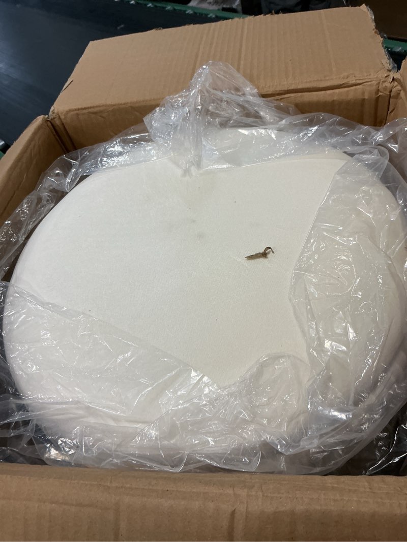 Condition photo showing Good Condition for round ottoman with storage set of 2-upholstered velvet vanity stool for makeupmultifunctional ottomans coffee table padded seat foot rest for living room&bedroom(white-upgrade tray lid) velvet-upgraded lid white