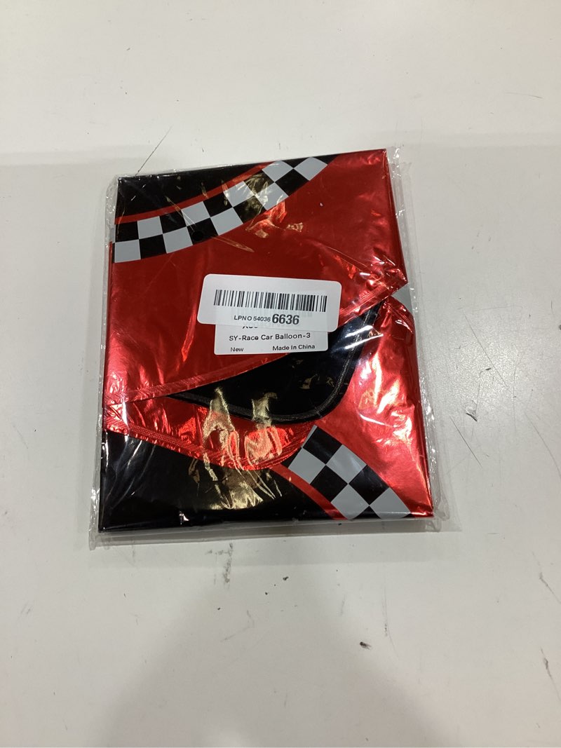 Condition photo showing New/Like New for race car balloons birthday decorations - 40 inch racetrack black number 3 balloons - red foil checkered race car balloons for 3st birthday race car themed party decorations